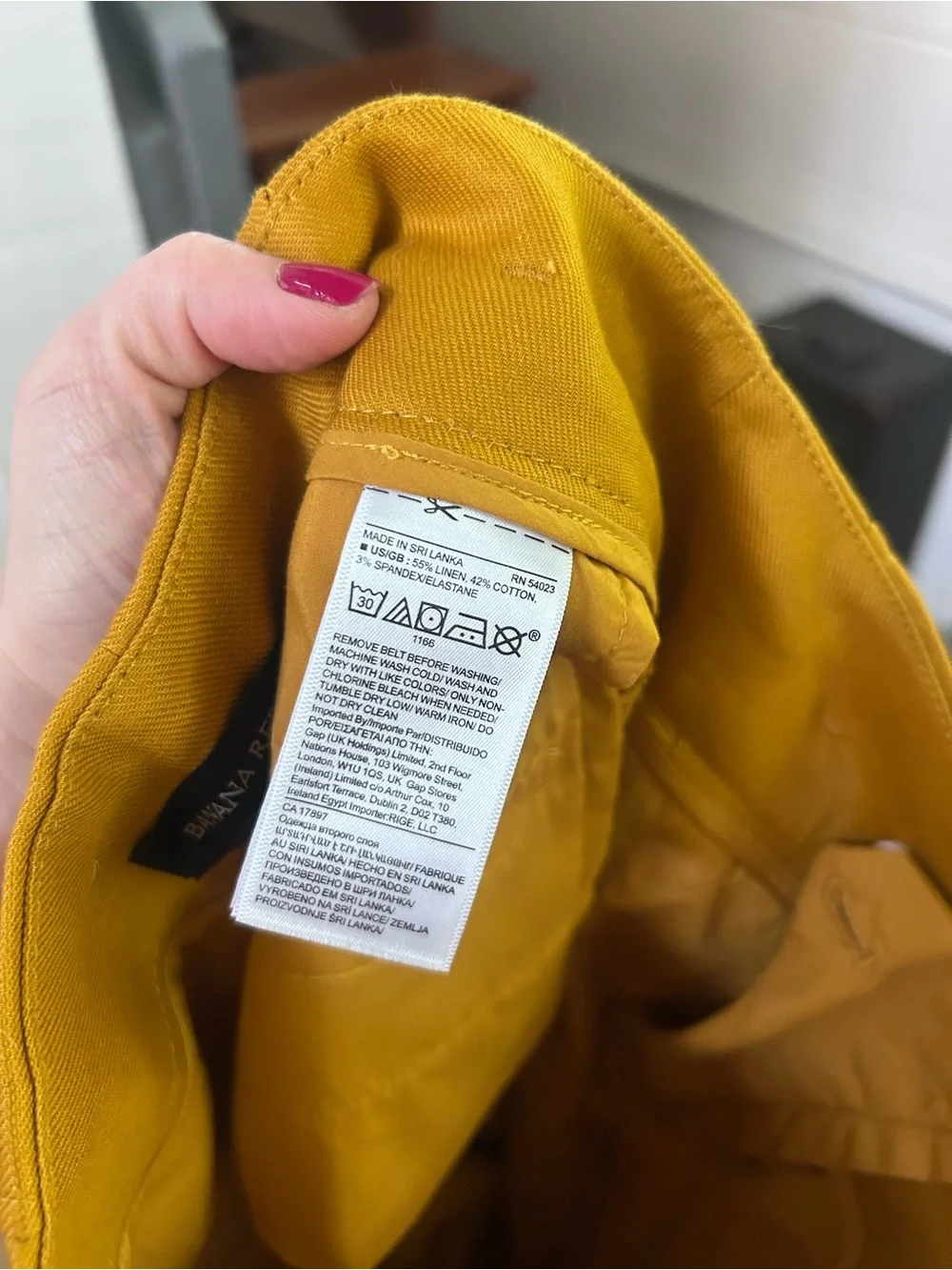 Banana republic dark yellow linen cotton blend pants 00 petite‎